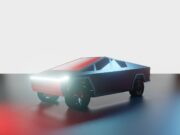 Elektrische auto in een futuristische weergave